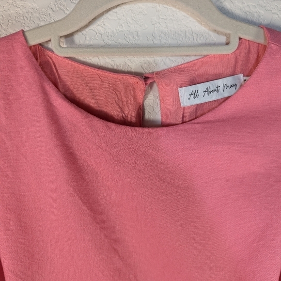 All About May Fairy Linen Cotton Pink Cutout Back Mini Glam Party Dress Size 4 - Picture 12 of 14